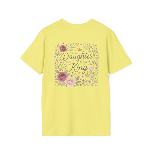 Daughter of a King Floral T-Shirt | Unisex Softstyle Tee for Empowerment and Faith