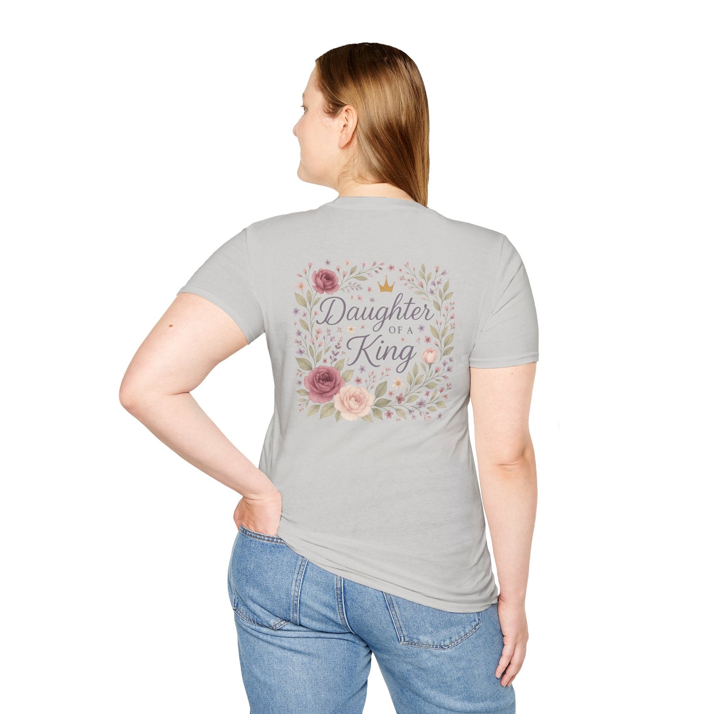 Daughter of a King Floral T-Shirt | Unisex Softstyle Tee for Empowerment and Faith