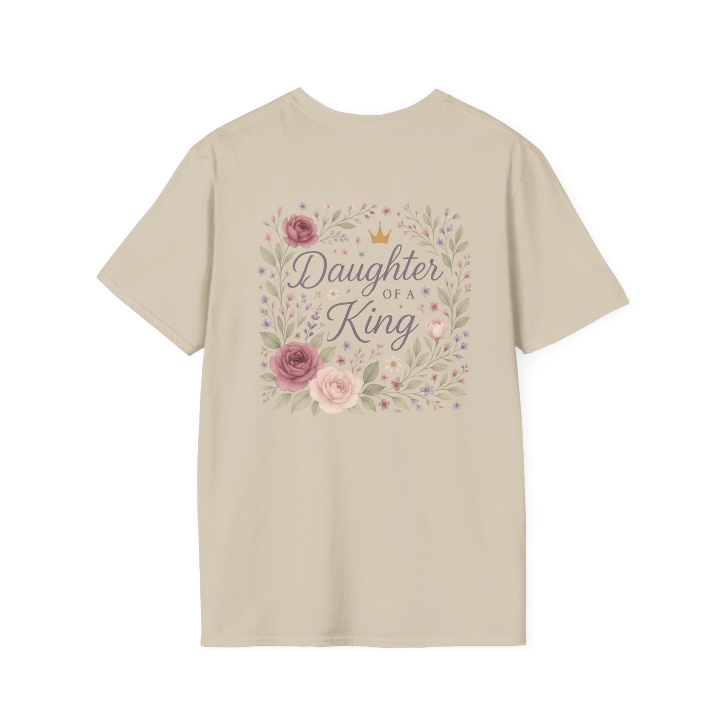 Daughter of a King Floral T-Shirt | Unisex Softstyle Tee for Empowerment and Faith