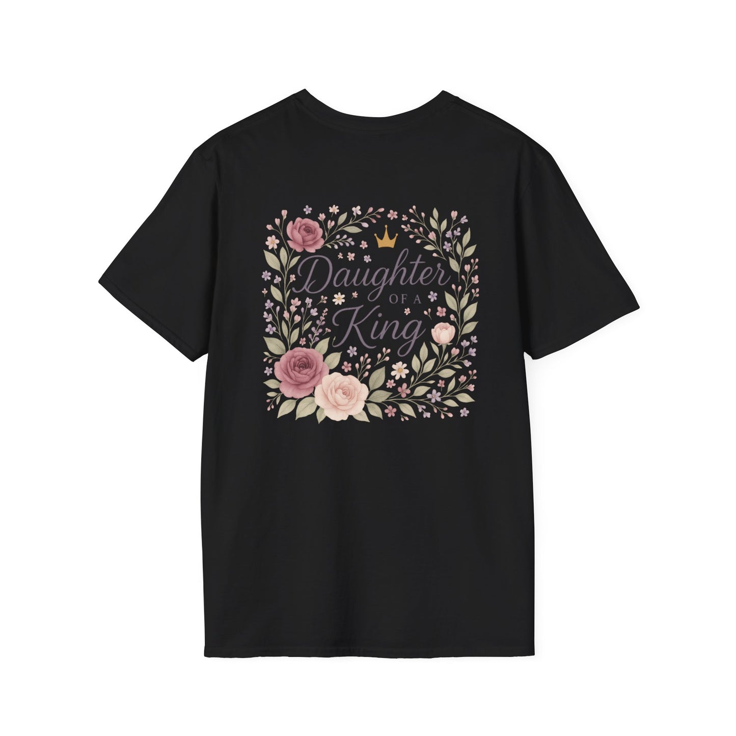 Daughter of a King Floral T-Shirt | Unisex Softstyle Tee for Empowerment and Faith
