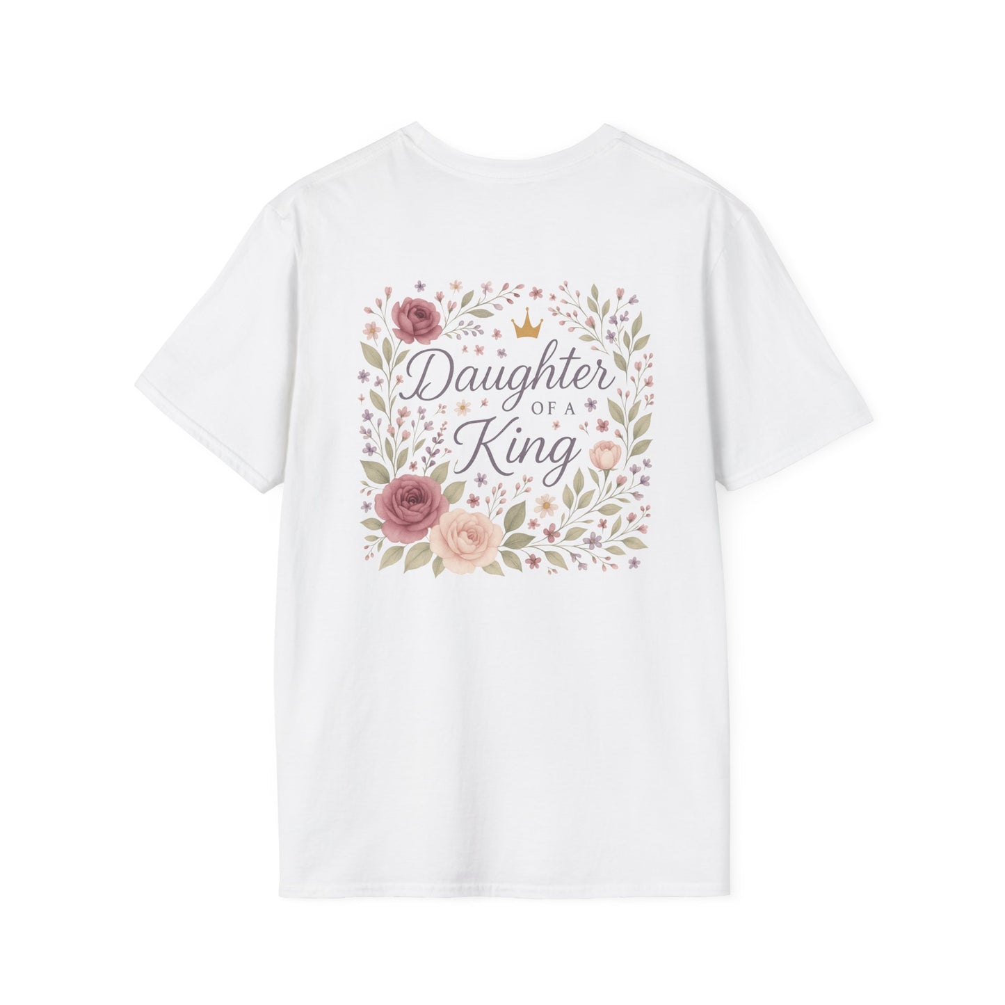Daughter of a King Floral T-Shirt | Unisex Softstyle Tee for Empowerment and Faith
