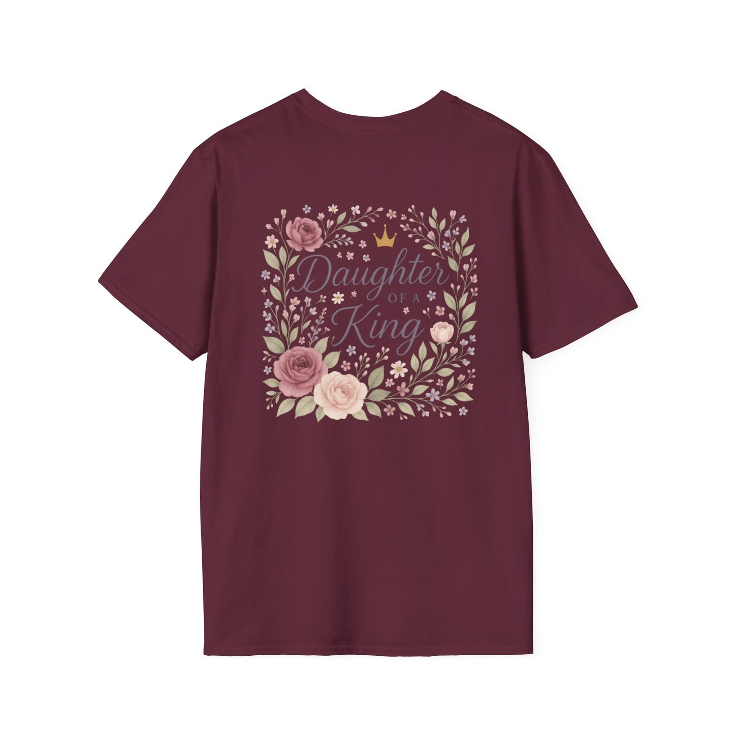 Daughter of a King Floral T-Shirt | Unisex Softstyle Tee for Empowerment and Faith